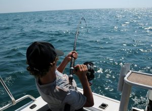 reeling in fish